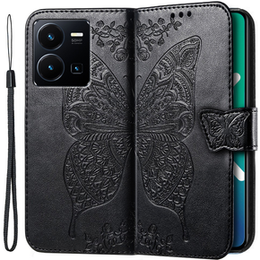 Чохол-книжка для Vivo Y35 4G, Butterfly, чорний