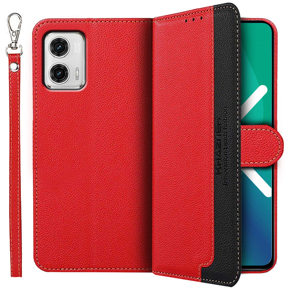 Откидной чехол для Motorola Moto G73 5G, KHAZNEH RFID, красный / черный
