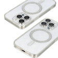 Чехол для iPhone 16 Pro, ERBORD Glitter MagSafe, прозрачный + стекло для экрана