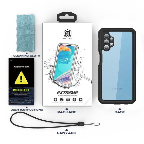 Водонепроникний чохол IP68 для Samsung Galaxy A32 5G, SHELLBOX, чорний
