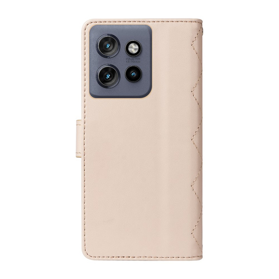 Чохол-сумка для Motorola Edge 50 Neo / Motorola ThinkPhone 25, Rhombus Crossbody Leather, бежевий