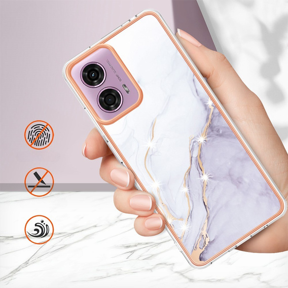 Захисний чохол для Motorola Moto G24 / G24 Power / G04, Marble Slim Case, білий