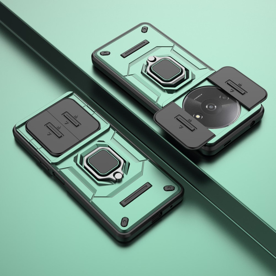 Чохол для Xiaomi Redmi A3, KickStand Camera Lens, зелений
