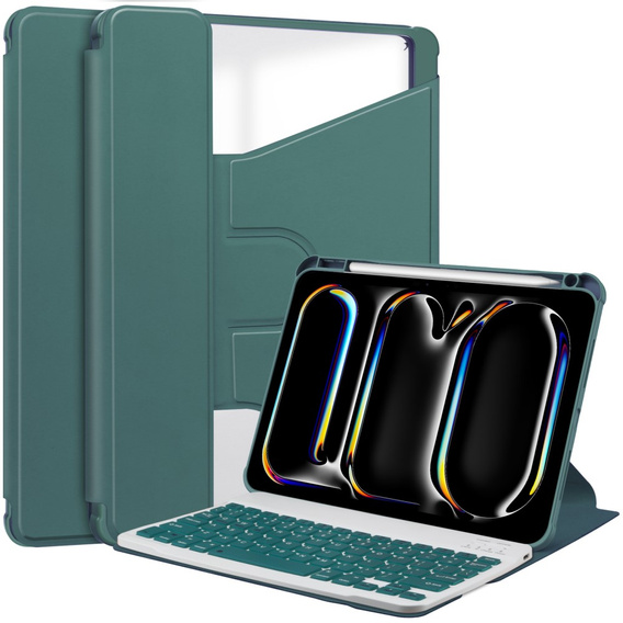 Чехол клавиатура для iPad Pro 11" 2024 (5 gen.), Rotary 360° Leather, тёмно-зелёный