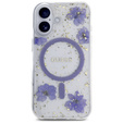Чехол GUESS HC MagSafe Resin Flowers and Glitter для iPhone 16