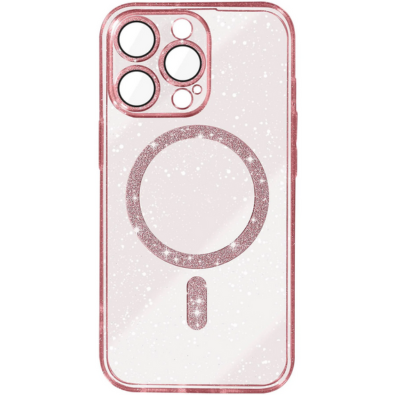 Чохол для iPhone 16 Pro Max, ERBORD Glitter MagSafe, рожевий + Скло для екрану