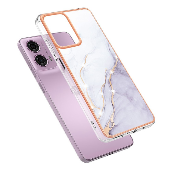 Захисний чохол для Motorola Moto G24 / G24 Power / G04, Marble Slim Case, білий
