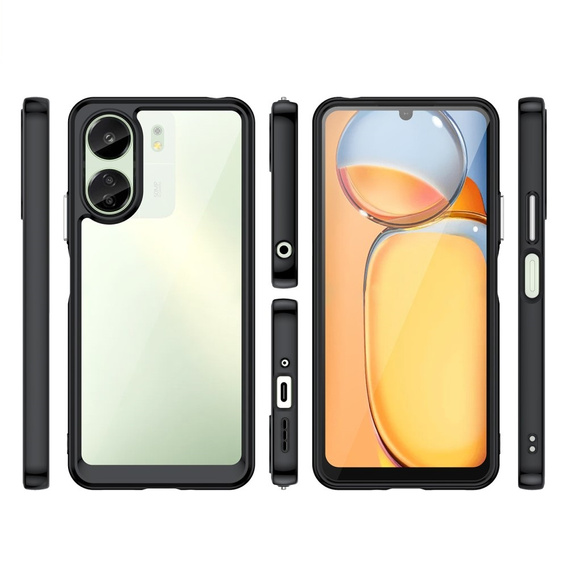 Чехол до Xiaomi Redmi 13C / Poco C65, Fusion Hybrid, прозрачный / черный