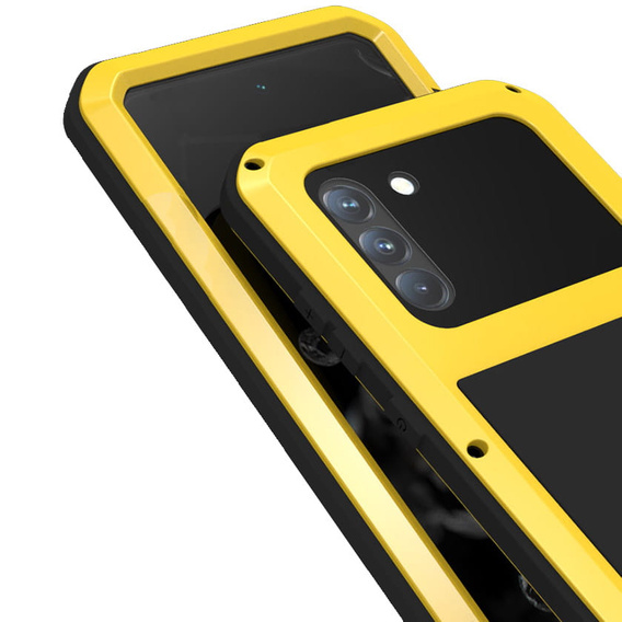 Чoхол Love Mei до Samsung Galaxy S21 FE, armored with glass, жовтий