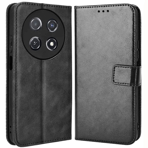 Футляр з клапаном для Huawei Nova 12i, Crazy Horse Wallet, чорний