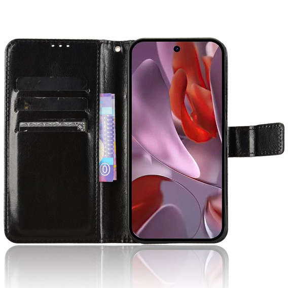 Откидной чехол для Google Pixel 9A, Crazy Horse Wallet, чёрный