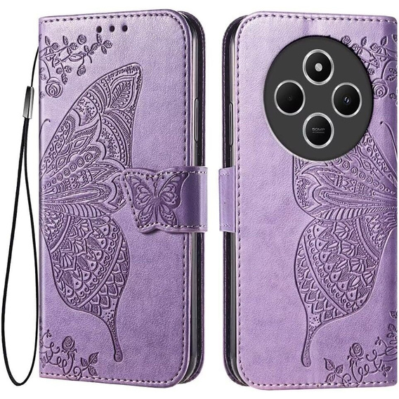 Откидной чехол для Xiaomi Redmi 14C / Xiaomi Poco C75, Butterfly, фиолетовый
