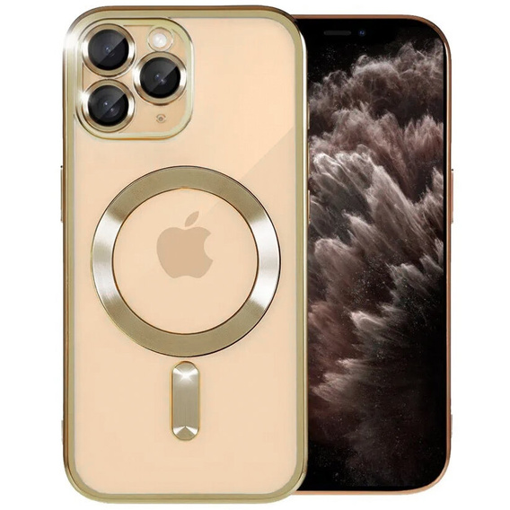 Чехол для iPhone 11 Pro, Electro MagSafe, золотой + стекло для экрана