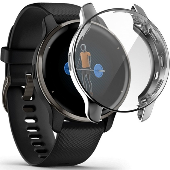 Чехол 2в1 с защитой экрана для часов Garmin Venu 2 Plus, Silver