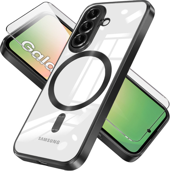 Чехол для Samsung Galaxy A56, Electro MagSafe, чёрный + стекло для экрана