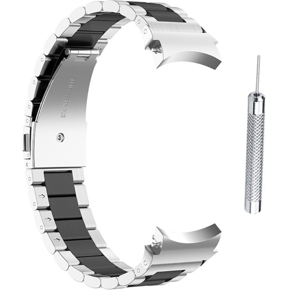 Браслет Stainless для  Samsung Galaxy Watch 4 / 4 Classic - Silver/Black