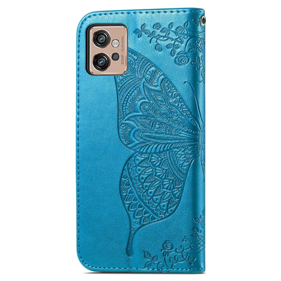 Откидной чехол для Motorola Moto G32, Butterfly, синий