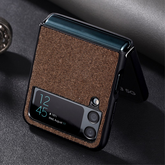 Чехол для Samsung Galaxy Z Flip4 5G, Cloth Texture, Brown