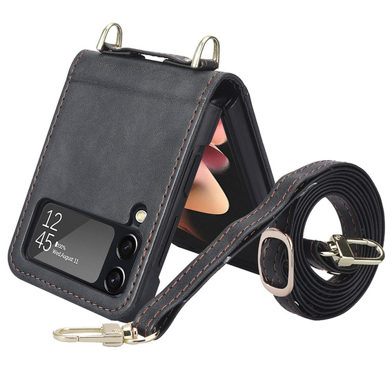 Чехол Leather Card Slots для Samsung Galaxy Z Flip3 5G, Black