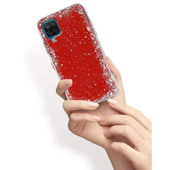 Чехол до Samsung Galaxy A12 / M12 / A12 2021, Glittery, красный