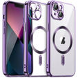 Чехол для iPhone 13, Electro MagSafe, фиолетовый + стекло для экрана