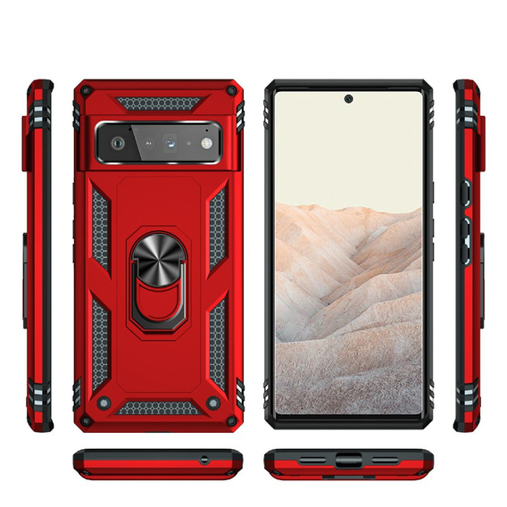 Бронированный Чехол до Google Pixel 6 Pro, Nox Case Ring, красный