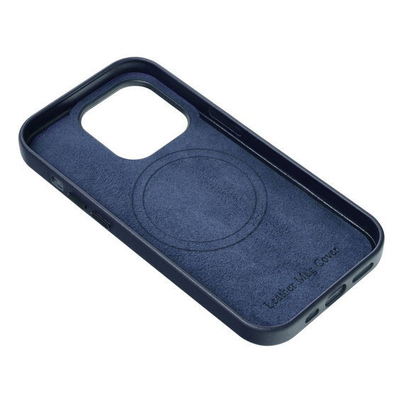 Кожаный чехол Mag Cover для iPhone 15 Plus, синий