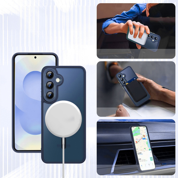 Матовий чохол для iPhone 17 Pro, для MagSafe, напівпрозорий синій