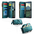 Чехол CASEME для Samsung Galaxy A56 5G, RFID Leather Wallet, с плечевым ремнем, зелёный
