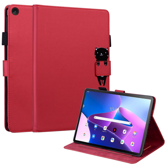 Чехол для Lenovo Tab M10 Plus 10.6 Gen 3, с клапаном, animal, красный