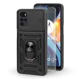 Бронированный чехол для Iphone 15 Pro Max  бронированное кольцо Slide Ring, черный + 9H стекло