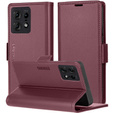 Чехол для Motorola Edge 50 Pro, ERBORD Glossy Litchi, кошелек с клапаном, красный