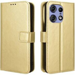 Откидной чехол для Motorola Edge 50 Pro, Crazy Horse Wallet, золотой