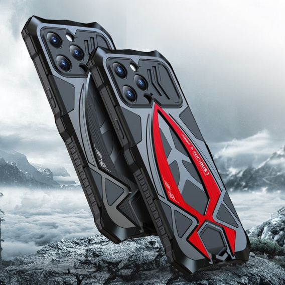 Чехол LUPHIE 360' с закаленным стеклом для iPhone 15, черный / красный