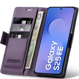Чохол для Samsung Galaxy S25 FE, ERBORD Glossy Litchi, гаманець з клапаном, фіолетовий