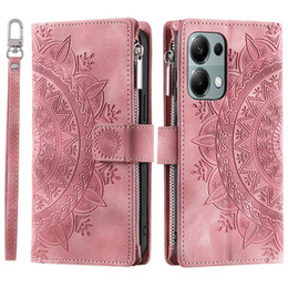 Откидной чехол для Xiaomi Redmi Note 13 Pro 4G / Xiaomi Redmi Note 14S / Xiaomi Poco M6 Pro 4G, Mandala, розовый rose gold