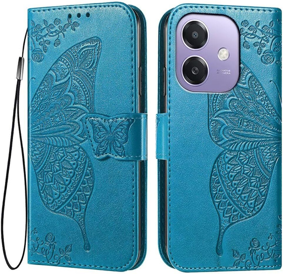 Откидной чехол для Oppo A40 / Oppo A40m, Butterfly, синий
