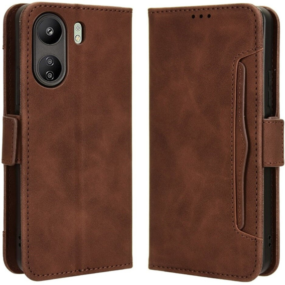 Откидной чехол для Xiaomi Redmi 13C / Poco C65, Card Slot, коричневый