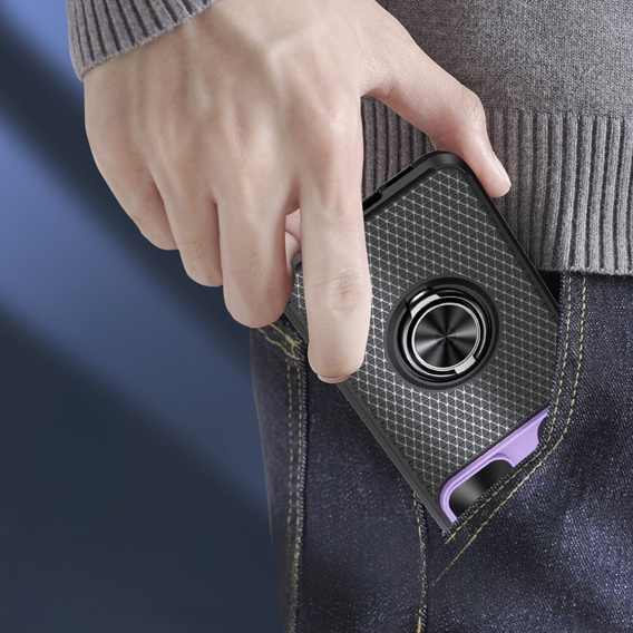 Чoхол до Samsung Galaxy S23 Plus, Camera Slide Ring, чорний / фіолетовий