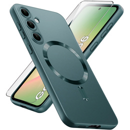 Чохол для Samsung Galaxy A56, ColorMag, для MagSafe, зелений + загартоване скло 9H