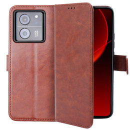 Футляр з клапаном для Xiaomi 13T / 13T Pro, Crazy Horse Wallet, коричневий