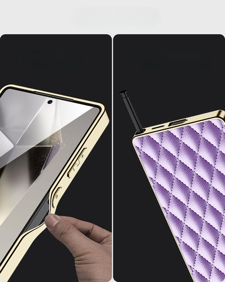 Чохол для Samsung Galaxy S25 Ultra, Leather Rhombus, фіолетовий
