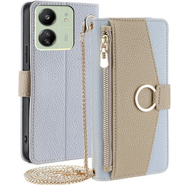 Флип-кейс для Xiaomi Redmi 13C / Poco C65, Wallet Zipper Pocket, с зеркалом, синий