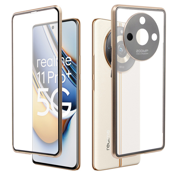 Чохол для Realme 11 Pro 5G / Pro+ 5G, Magnetic Dual Glass, золотий