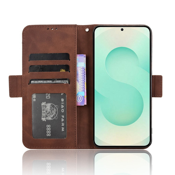 Футляр з клапаном для Samsung Galaxy S25 Edge, Card Slot, коричневий