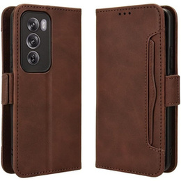 Откидной чехол для Oppo Reno 12 Pro, Card Slot, коричневый