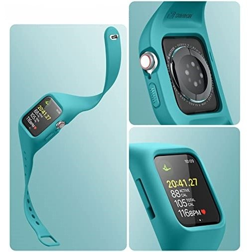 Ремень + чехол Suritch для Apple Watch 4/5/6/7/8/SE 44/45mm, синий