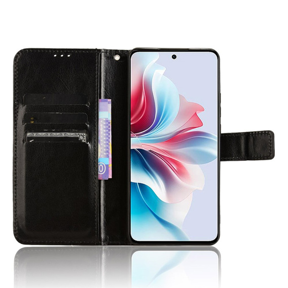 Откидной чехол для Oppo Reno 11F 5G, Crazy Horse Wallet, чёрный
