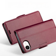 Чохол для Iphone 16E, ERBORD Glossy Litchi, гаманець з клапаном, червоний