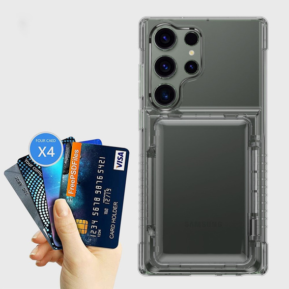 Чехол для Samsung Galaxy S24 Ultra, Card Holder, прозрачный / чёрный
